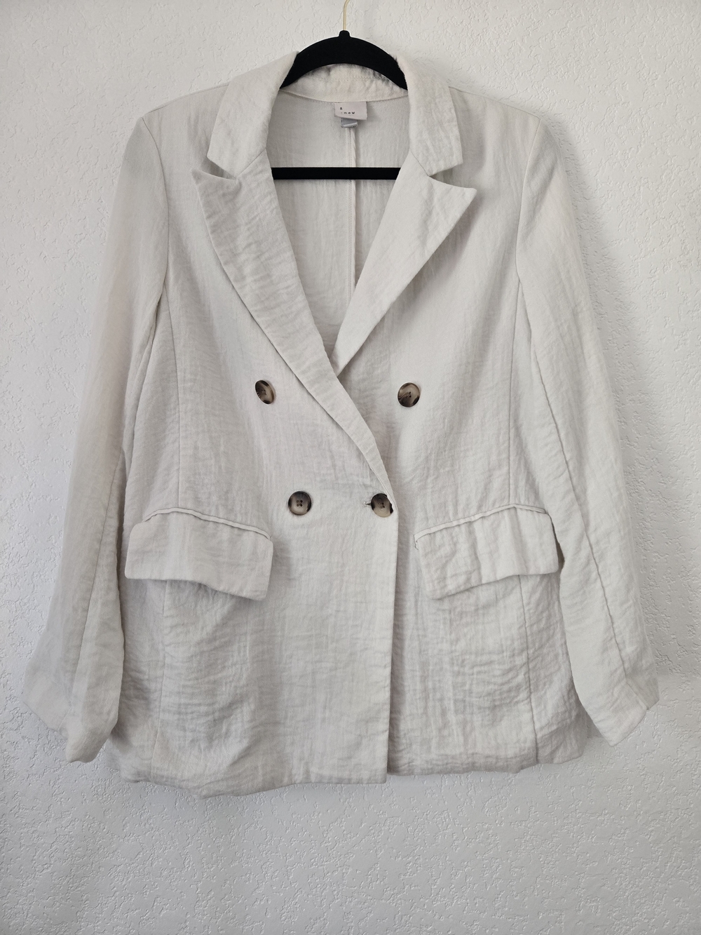 a new day Cream Double-Breasted Textured Blazer